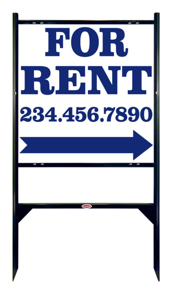 For Rent Angle Iron Sign Units with Large, Bold Text,  24h x 24w, Black